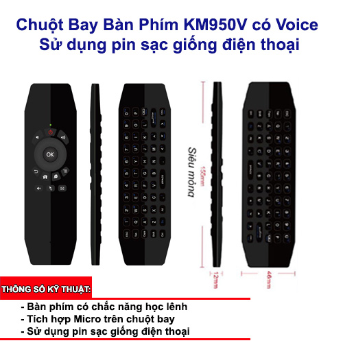 CHUỘT BAY BÀN PHIM KM950V CÓ VOICE - SỬ DỤNG PIN SẠC